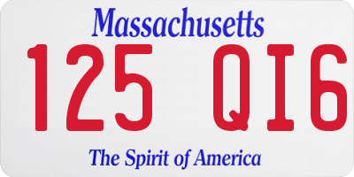 MA license plate 125QI6
