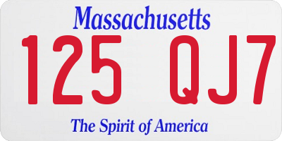 MA license plate 125QJ7