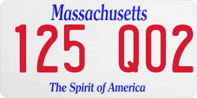 MA license plate 125QO2