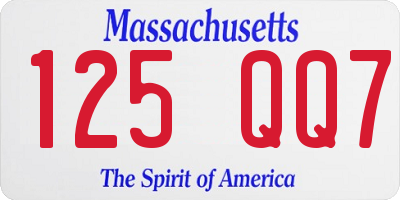 MA license plate 125QQ7