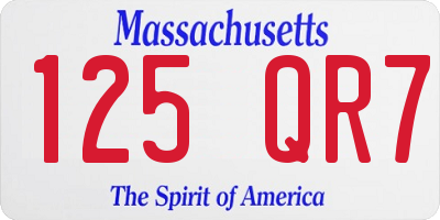 MA license plate 125QR7