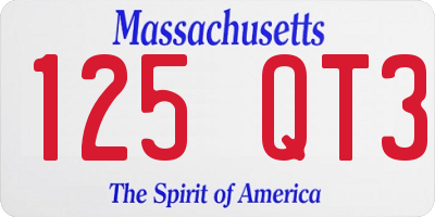 MA license plate 125QT3