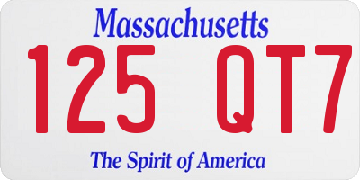 MA license plate 125QT7