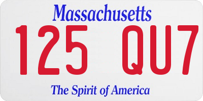 MA license plate 125QU7
