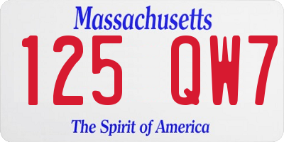 MA license plate 125QW7