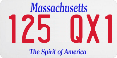 MA license plate 125QX1