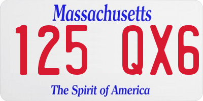 MA license plate 125QX6