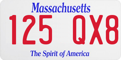 MA license plate 125QX8