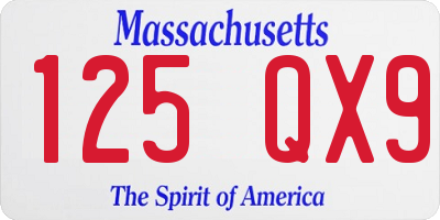 MA license plate 125QX9