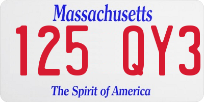 MA license plate 125QY3