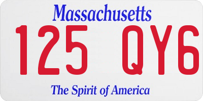 MA license plate 125QY6
