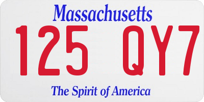 MA license plate 125QY7