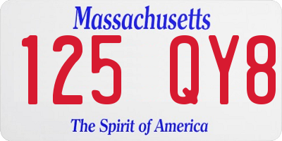 MA license plate 125QY8