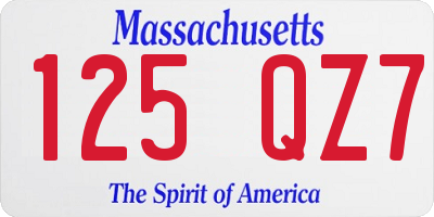 MA license plate 125QZ7