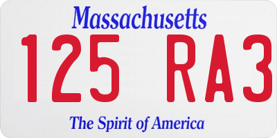 MA license plate 125RA3
