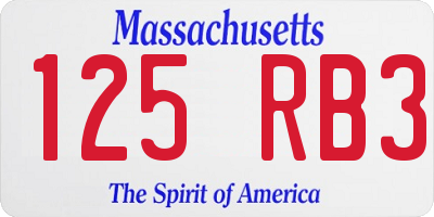 MA license plate 125RB3