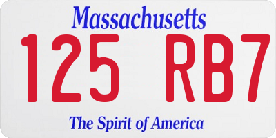 MA license plate 125RB7