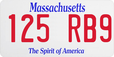 MA license plate 125RB9