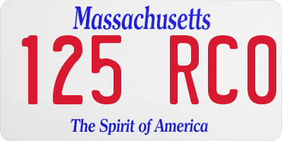 MA license plate 125RC0