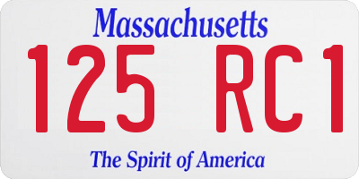 MA license plate 125RC1