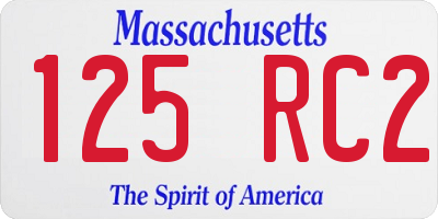 MA license plate 125RC2