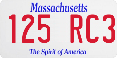 MA license plate 125RC3