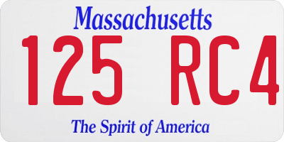 MA license plate 125RC4