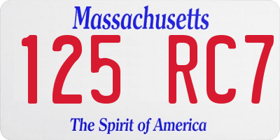 MA license plate 125RC7