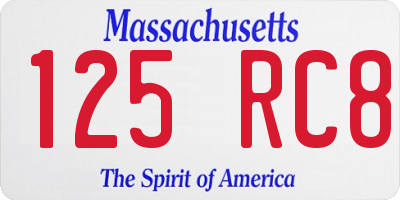 MA license plate 125RC8