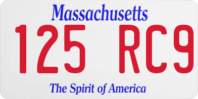 MA license plate 125RC9