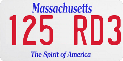 MA license plate 125RD3