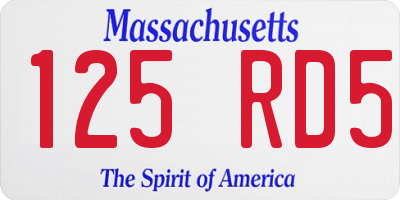 MA license plate 125RD5