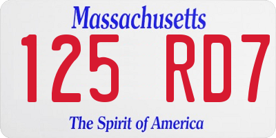 MA license plate 125RD7
