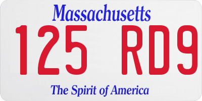 MA license plate 125RD9