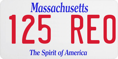 MA license plate 125RE0