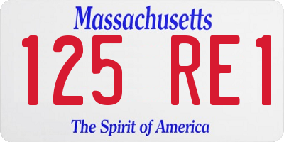 MA license plate 125RE1