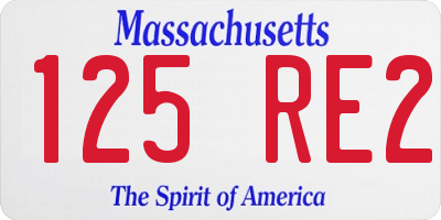 MA license plate 125RE2