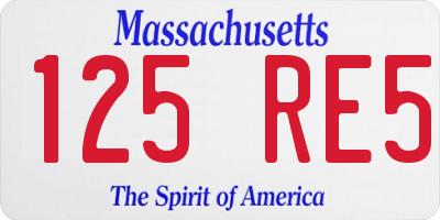 MA license plate 125RE5