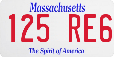 MA license plate 125RE6