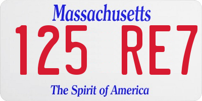 MA license plate 125RE7