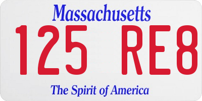 MA license plate 125RE8