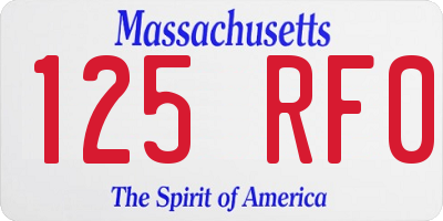 MA license plate 125RF0