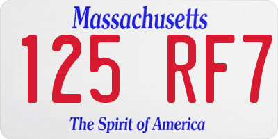 MA license plate 125RF7