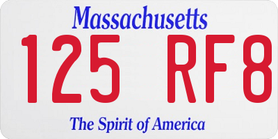 MA license plate 125RF8
