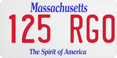 MA license plate 125RG0