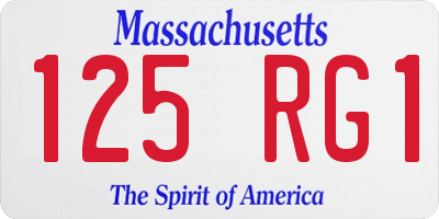 MA license plate 125RG1