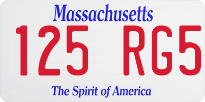MA license plate 125RG5