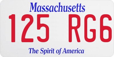 MA license plate 125RG6