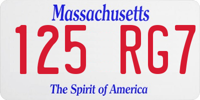 MA license plate 125RG7