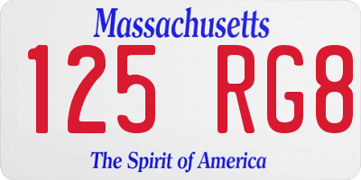 MA license plate 125RG8